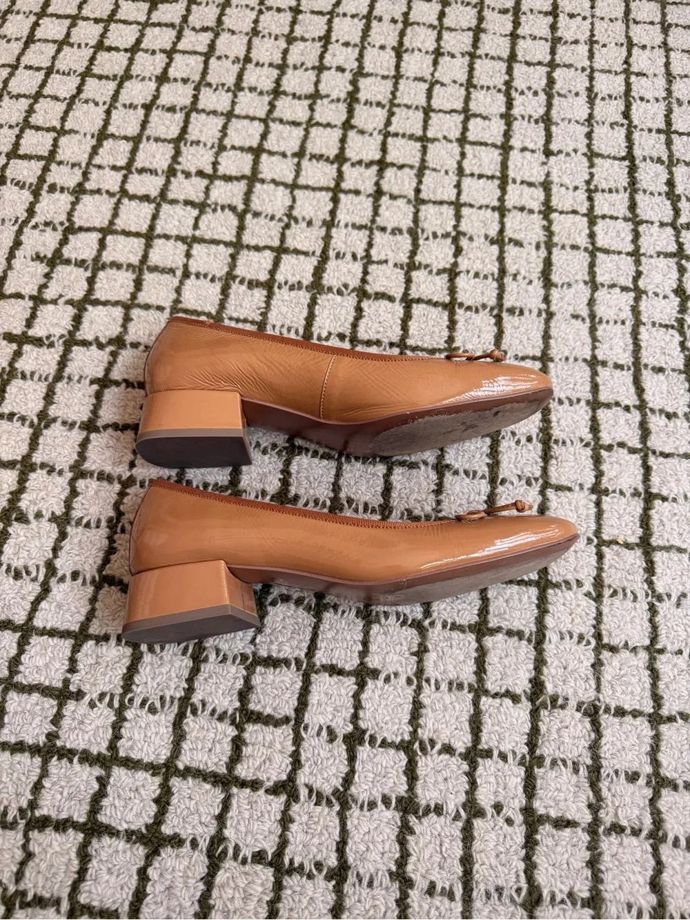 Bibi Lou tan leather ballet flats with bow detail